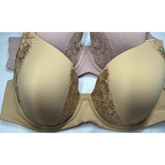 Soma Embraceable Perfect Coverage Bra Set – 38D Nude & Blush Lace T-Shirt Bras - Picture 4 of 11